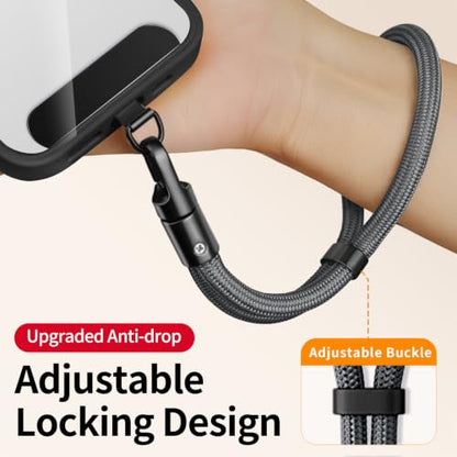 saxsion Lanyard for Phone, Self-Locking Phone Wrist Strap with 0.4mm Ultra-Thin Clip & 360° Hook, Anti-Drop and anti theft phone Strap (Gray) - color: Gray