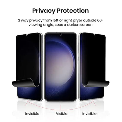 Galaxy S23 Plus Privacy Screen Protector Soft Film [2 Pack] and Tempered Glass Camera Lens Protector [1 Pack], Case Friendly 2 Way Anti Spy for Samsung S23+ (6.6") - size: S23 Plus