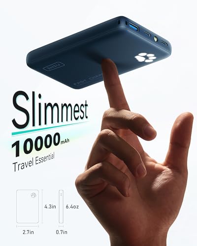 INIU 10000mAh 45W Fast Charging Portable Charger, Smaller Travel Power Bank - color: Blue