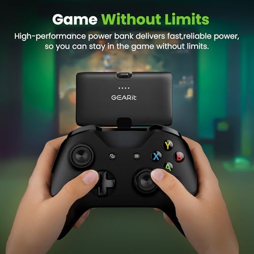 GEARit 5000mah Power Bank - Dual Output, Mini Battery Pack with Integrated USB-C and Lightning Connectors - Compact, Small Portable Charger Compatible - Black