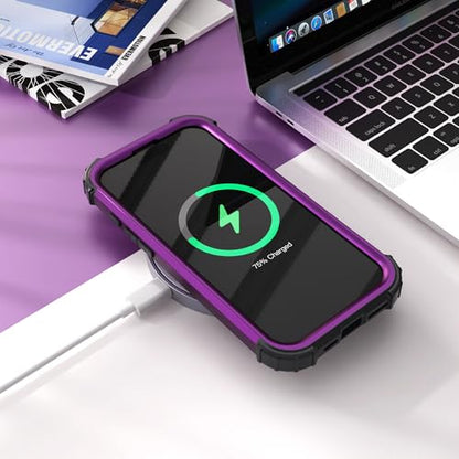 IDweel for iPhone 17 Case with Screen Protector for Men, 3 in 1 Shockproof Slim Fit Hybrid Heavy Duty Hard PC Cover Soft Silicone Bumper Full Body Anti-Fingerprint Case, Dark Purple - color: Dark Purple