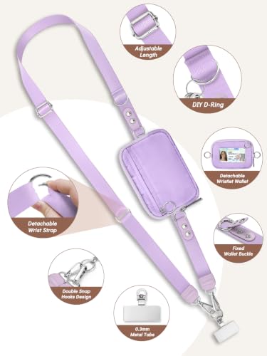 Clip and Go Strap for Phone with Wallet Crossbody Lanyard Purp - color: 1 Pur