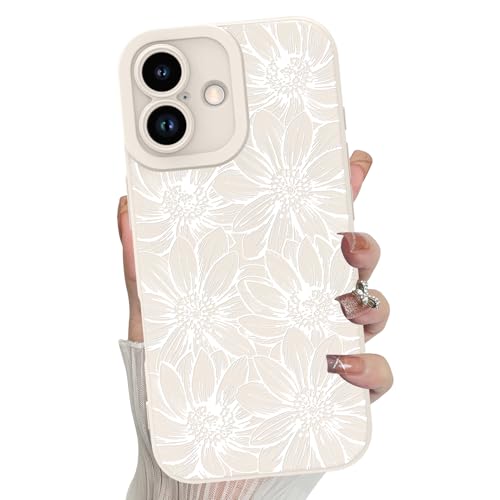 MZELQ for iPhone 17 Case 2025 Sunflowers Floral Pattern -White | Silicone Flowers Cute, Camera Protection Slim Soft Phone Cover for Girls Women - color: White-Sunflower, size: iPhone 17