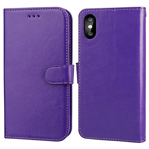 Bocasal Detachable Wallet Case Card Holder for iPhone Xs Max, Purple - color: Purple