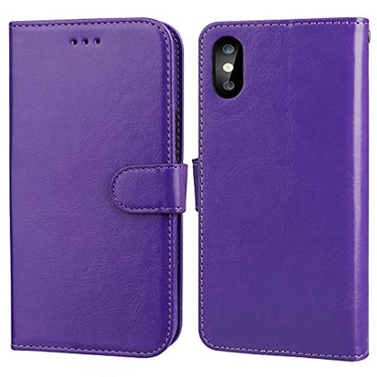 Bocasal Detachable Wallet Case Card Holder for iPhone Xs Max, Purple - color: Purple
