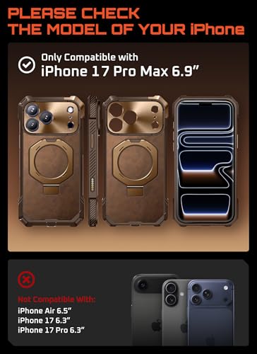 SUPCASE for iPhone 17 Pro Max Case with Built-in Kickstand, Brown | Camera Control Cover, Compatible with MagSafe, Anti-Slip Grip, Military-Grade Protection, Rugged Magnetic Phone Case, UB Grip - color: Brown, size: iPhone 17 Pro Max