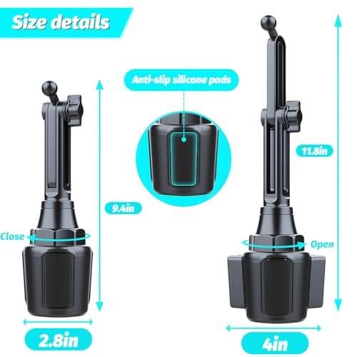 Car Cup Phone Holder 360° Rotation Mount with Expandable Base