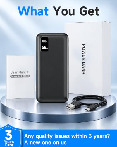 POIYTL 50000mAh Power Bank, Portable Charger 22.5W USB-C Battery Pack