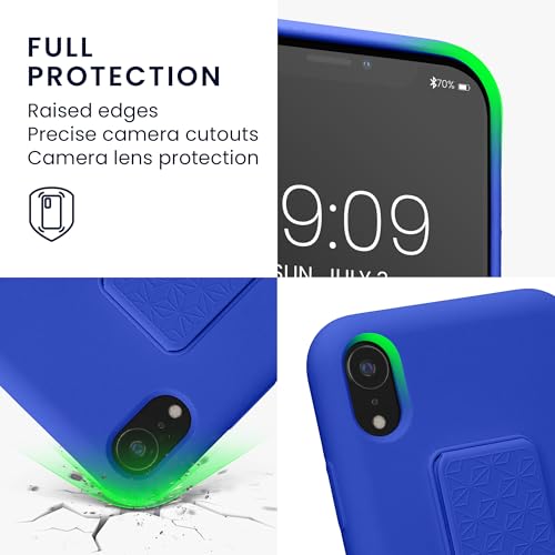 kwmobile Case for Apple iPhone XR Case - Soft TPU Cover with Silicone Coating - with Hand Strap and Stand Function - Shockproof - Baltic Blue - color: Baltic Blue