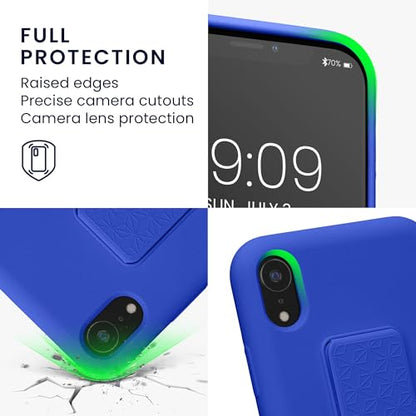 kwmobile Case for Apple iPhone XR Case - Soft TPU Cover with Silicone Coating - with Hand Strap and Stand Function - Shockproof - Baltic Blue - color: Baltic Blue