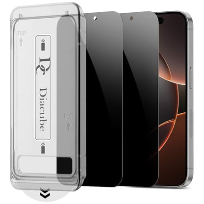 2 PACK Privacy Screen Protector for iPhone 16 Pro Max, [27° Anti-Spy] 9H Hardness Shatterproof Tempered Glass with [Easy Installation Frame with Auto Dust Removal] Bubble Free, Case-Friendly, HD Full Coverage - size: iPhone 16 Pro Max