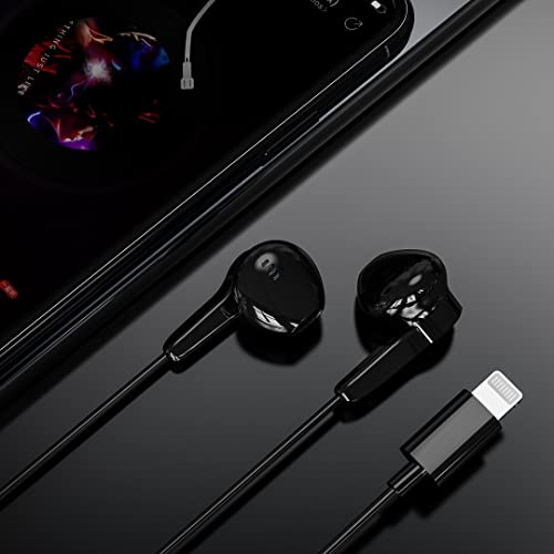 Earphones with Lightning Connector, MFi Certified Wired Earphones with Microphone and Volume Control, Compatible with iPhone 13/12/11 Pro Max/Xs Max/XR/X/7/8 Plus - color: iPhone 14 and below