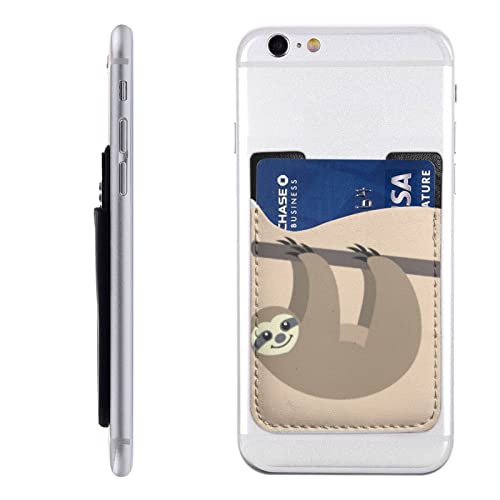 Cute Sloth Phone Credit Card Holders Sleeve Adhesive Wallet Compatible with Most Back of Phones - color: Cute Sloth