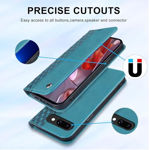 Wallet Case for Google Pixel 9A 2025 6.3 Inch - PU Leather Flip Cover with Card Holder Slots, Strong Magnetic Folio Kickstand Phone Case, Green - color: Green, size: google pixel 9a 6.3"