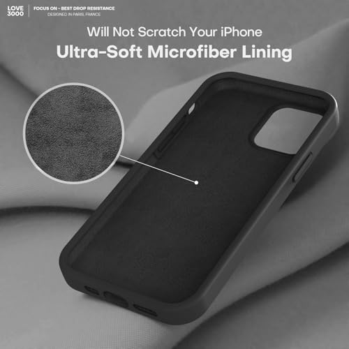 LOVE 3000 Compatible with iPhone 12 Pro Max Phone Case | Thickening 2.1 MM Liquid Silicone | Anti-Scratch Microfiber Lining | Full-Body Duty Heavy Protection Case for Men, Black - color: Black, size: iPhone 12 Pro Max 6.7inch