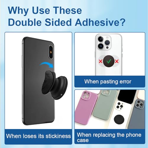 10pcs Sticky Adhesive Pads for Pops Socket Mounting, Double-Sided Extra Round Tape Replacement for Base Back of Phone Collapsible Grips & Stand, 35mm/ 1.38" Circle Thin Stickers (Grey) - color: Grey and Red