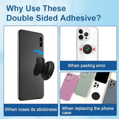 10pcs Sticky Adhesive Pads for Pops Socket Mounting, Double-Sided Extra Round Tape Replacement for Base Back of Phone Collapsible Grips & Stand, 35mm/ 1.38" Circle Thin Stickers (Grey) - color: Grey and Red