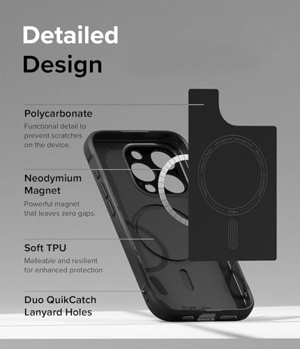 Ringke Onyx for iPhone 15 Pro Max Case, [Compatible with MagSafe] Oil & Dirt Resistant, Individual Lens Covers for Cameras, Non-Slip Enhanced Grip Lightweight Cover - Magnetic Black | Compatible with MagSafe, Anti-Fingerprint, Slim & Lightweight, Full-Cov