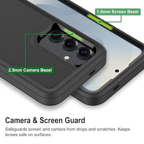 for Samsung Galaxy S26 Case, Heavy Duty Shockproof Phone Case with Built-in Kickstand + Screen Protector [Black/Black] - size: for Galaxy S26
