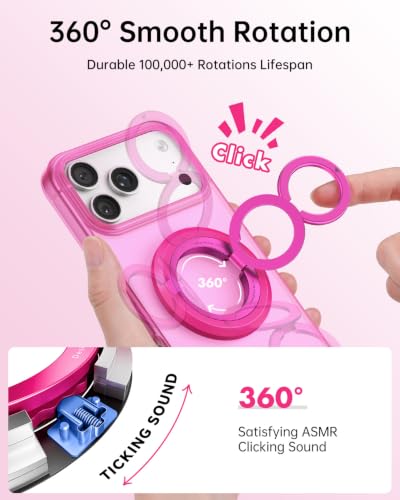 SYNCWIRE Magnetic Phone Ring Holder, for MagSafe Phone Grip Stand Kickstand - color: Hot Pink
