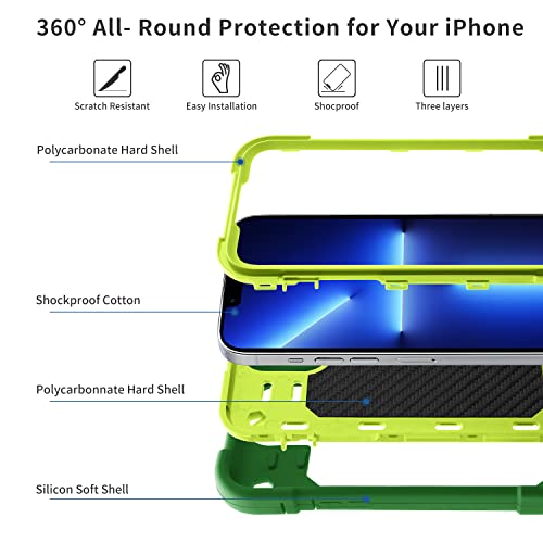 MARKILL Compatible with iPhone 13 Pro Max Case 6.7 Inch with Ring Stand, Heavy-Duty Military Grade Shockproof Phone Kids Cover for iPhone 13 Pro Max Avocado - color: Avocado, size: iPhone 13 Pro Max 6.7"