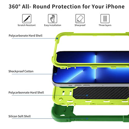 MARKILL Compatible with iPhone 13 Pro Max Case 6.7 Inch with Ring Stand, Heavy-Duty Military Grade Shockproof Phone Kids Cover for iPhone 13 Pro Max Avocado - color: Avocado, size: iPhone 13 Pro Max 6.7"