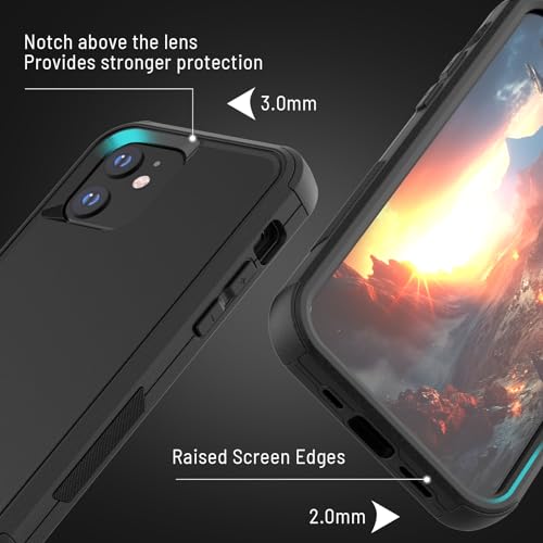 X-belmox Heavy Duty Case for iPhone 12/12 Pro with Screen Protector (Black) | 3-Layers Military Grade Drop Protection Phone Case, Shockproof Rugged Case Cover for iPhone 12/12 Pro 6.1 Inch - color: Black