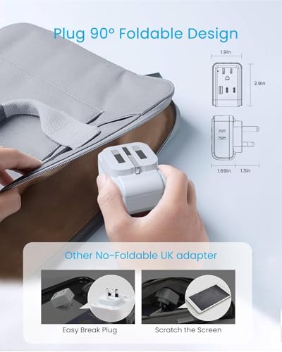 VINTAR 2 Pack Type G Adapter for Travel, 5 in 1 Foldable UK Power Adaptor - style: Type G - UK Ireland