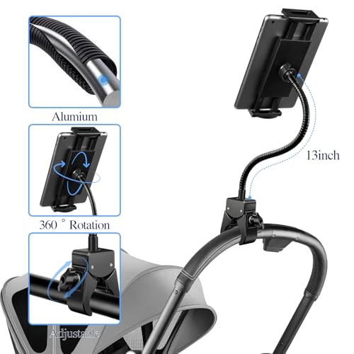 BILIONE Gooseneck Tablet Holder, Clamp on Ipad Stand Floor & Tripod - size: 13 inch Gooseneck