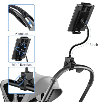 BILIONE Gooseneck Tablet Holder, Clamp on Ipad Stand Floor & Tripod - size: 13 inch Gooseneck