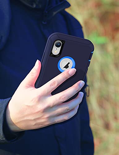 MXX Compatible with iPhone Xr Case, 3-Layer Super Protective Full Heavy Duty Body Tough Rugged Bumper Cover, Shock & Dust Proof, Designed for Apple Xr Phone Case 6.1" Blue - color: Blue