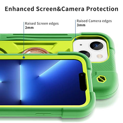 MARKILL Compatible with iPhone 14 Case/iPhone 13 Case 6.1 Inch with Built-in 360°Rotating Ring Stand, Military Grade Drop Protection Full Body Rugged Heavy Duty Durable Cover. Avocado - color: Avocado, size: iPhone 14/iPhone 13 6.1"