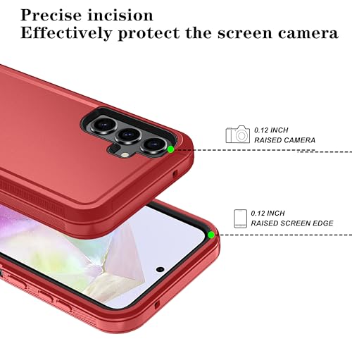 Qinmay Phone Case for Samsung Galaxy A37 5G Case with HD Screen Protector, Heavy Duty Shockproof & Dropproof 3-Layer Cover Phone Case for Galaxy A37,RedBlack - color: RedBlack