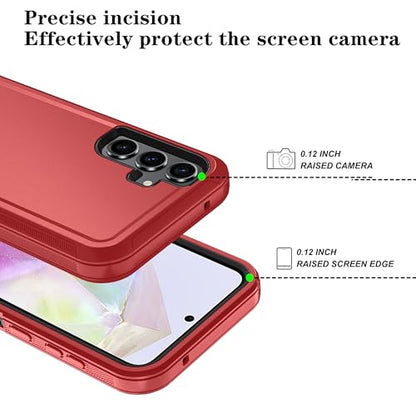 Qinmay Phone Case for Samsung Galaxy A37 5G Case with HD Screen Protector, Heavy Duty Shockproof & Dropproof 3-Layer Cover Phone Case for Galaxy A37,RedBlack - color: RedBlack
