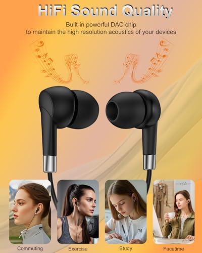 Moto G Stylus Wired Earbuds 3.5mm Jack, In-Ear Headphones with Microphone - color: Black