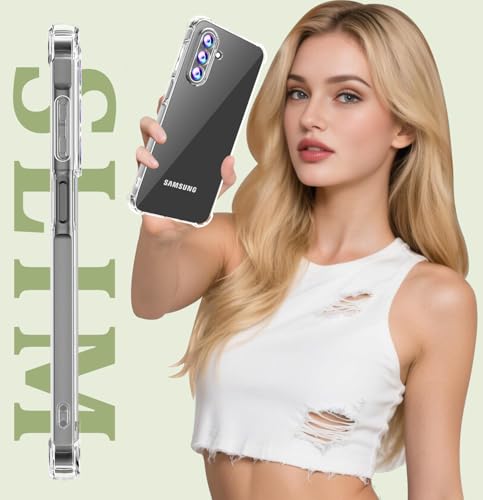 Phone Case for Samsung Galaxy A17 5G Case, Samsung A17 5G Case with Tempered Glass Screen Protector, Soft Flexible TPU Slim Fit Shockproof Phone Cover for Women Men Girls Boys (Clear) - color: Clear