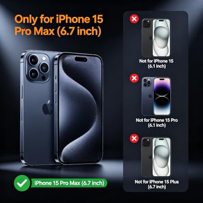 Lunivop for iPhone 15 Pro Max Case Heavy Duty Protection Rugged Screw Full Body Military Grade Metal Rubber with Stand Hard Built in Screen Protector Phone for iPhone 15 ProMax Case Black - color: Black