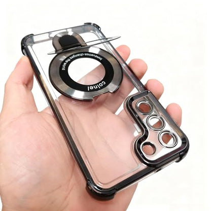 Case Compatible with Samsung Galaxy S21 FE Case Rugged softcase Protective with Ring Stand Clear Phone case for Samsung S21 FE,Black - color: Black, size: Samsung Galaxy S21 FE