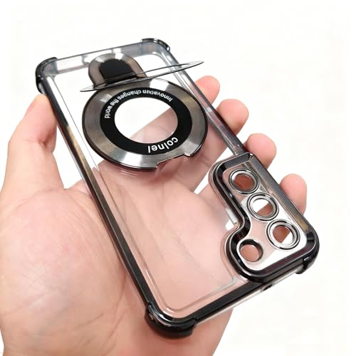 Compatible with Samsung Galaxy S22 Phone case softcase Protective with Ring Stand Clear for s22 Galaxy 5g case,Black - color: Black, size: Samsung Galaxy S22 5G