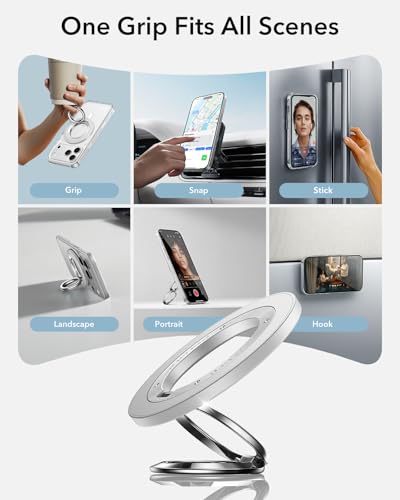 ESR for MagSafe Phone Grip for iPhone 17e/17-12, Dual-Side Phone Stand - color: White