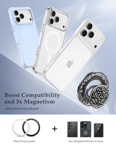 SYNCWIRE for MagSafe Phone Grip, Sparkly Magnetic Phone Ring Holder - color: Glitter Black