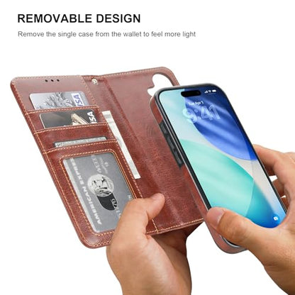 Bocasal for MagSafe Wallet Case Card Holder for iPhone 17, Brown - color: Brown for MagSafe