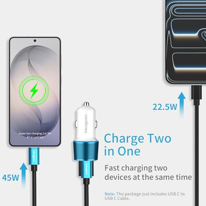 67.5W Blue Car Charger USB C Super Fast for iPhone 18 Pro Max/17/Android - color: Blue, size: 3.3 ft