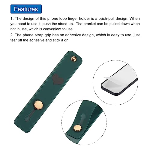 MECCANIXITY 2 Pcs Phone Loop Finger Holder Silicone Phone Strap Grip Holder Cell Phone Grip Stand for Most Smartphones Bright Pink,Dark Green - color: Bright Pink,Dark Green