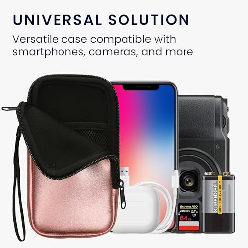 kwmobile Universal Phone Pouch Size XL - 6.7/6.8" - Neoprene Smartphone Pouch with Zip - Water-Repellent Mobile Phone Case - Sleeve in Metallic Rose Gold - color: metallic rose gold, size: XL - 6.7/6.8"