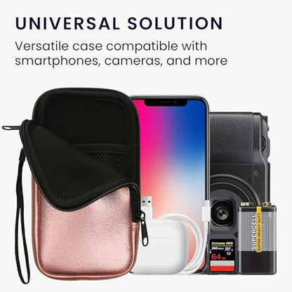 kwmobile Universal Phone Pouch Size XL - 6.7/6.8" - Neoprene Smartphone Pouch with Zip - Water-Repellent Mobile Phone Case - Sleeve in Metallic Rose Gold - color: metallic rose gold, size: XL - 6.7/6.8"