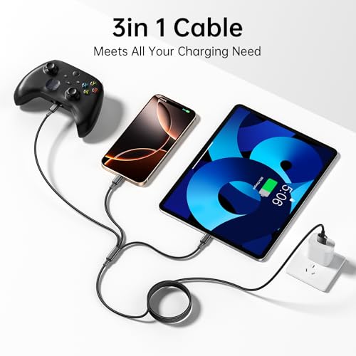 Multi USB Charging Cable 2Pack 4FT, 3 in 1 Charger Cord Universal Charger - color: 4FT/1.2M Sliver+Black