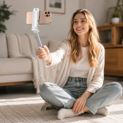 Mini Foldable Selfie Stick Tripod Stand, 360° Rotatable Portable Travel Phone Holder, Universal Smartphone Mount for Self‑Shooting & Live Streaming-White - color: White
