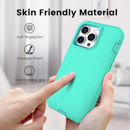 for iPhone 15 Pro Max Case, Dual Layer Shockproof Full Body Cover Military Grade Drop Protection Heavy Duty Protective Phone Case for Apple iPhone 15ProMax 6.7 inch (Turquoise/Light Blue) - color: Turquoise/Light Blue