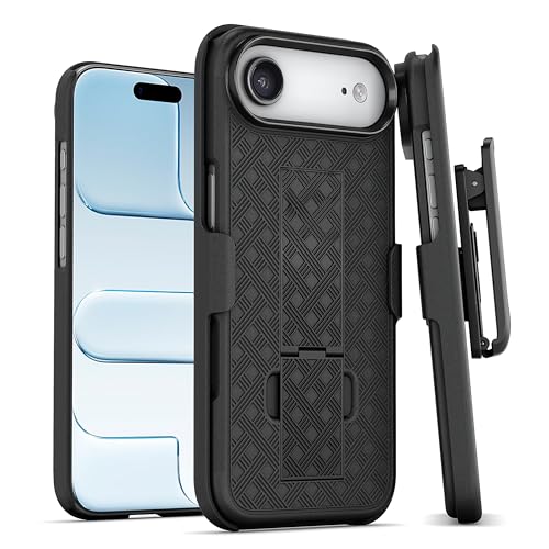 MOTIVE for iPhone Air Case with Belt Clip, Rigid, Kickstand | 6.5" | Ranger v1 Series, Black, 360° holster, open-top/open-bottom port access, textured grip, slim - size: iPhone Air